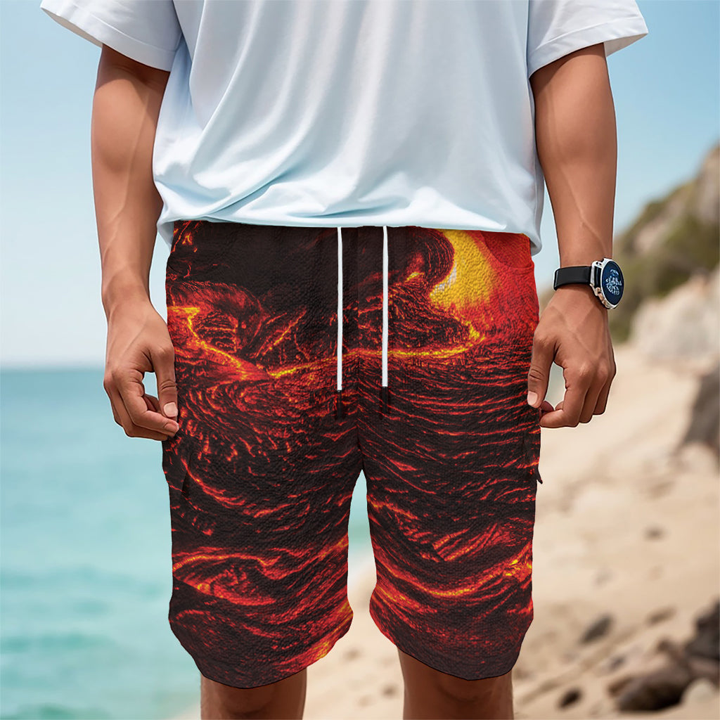 Lava Flow Print Men's Cargo Shorts