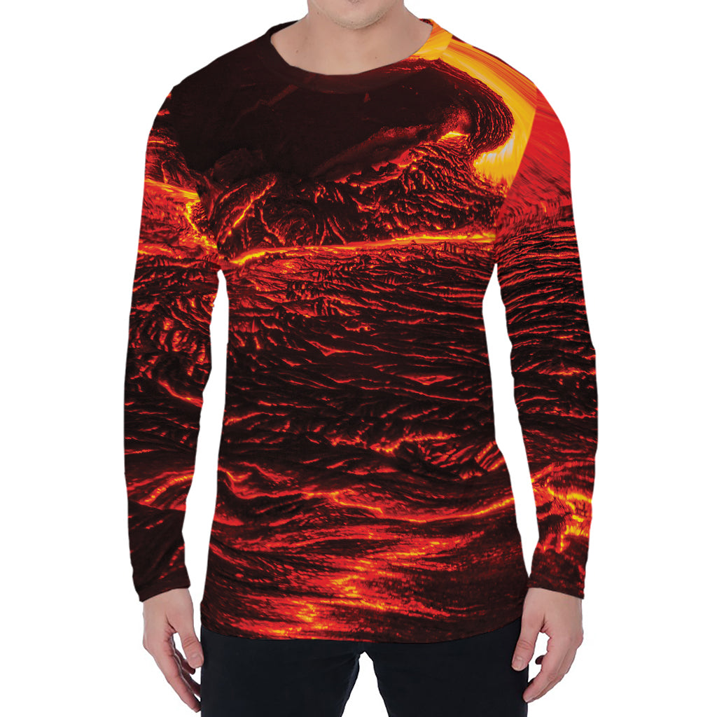 Lava Flow Print Men's Long Sleeve T-Shirt