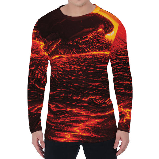 Lava Flow Print Men's Long Sleeve T-Shirt