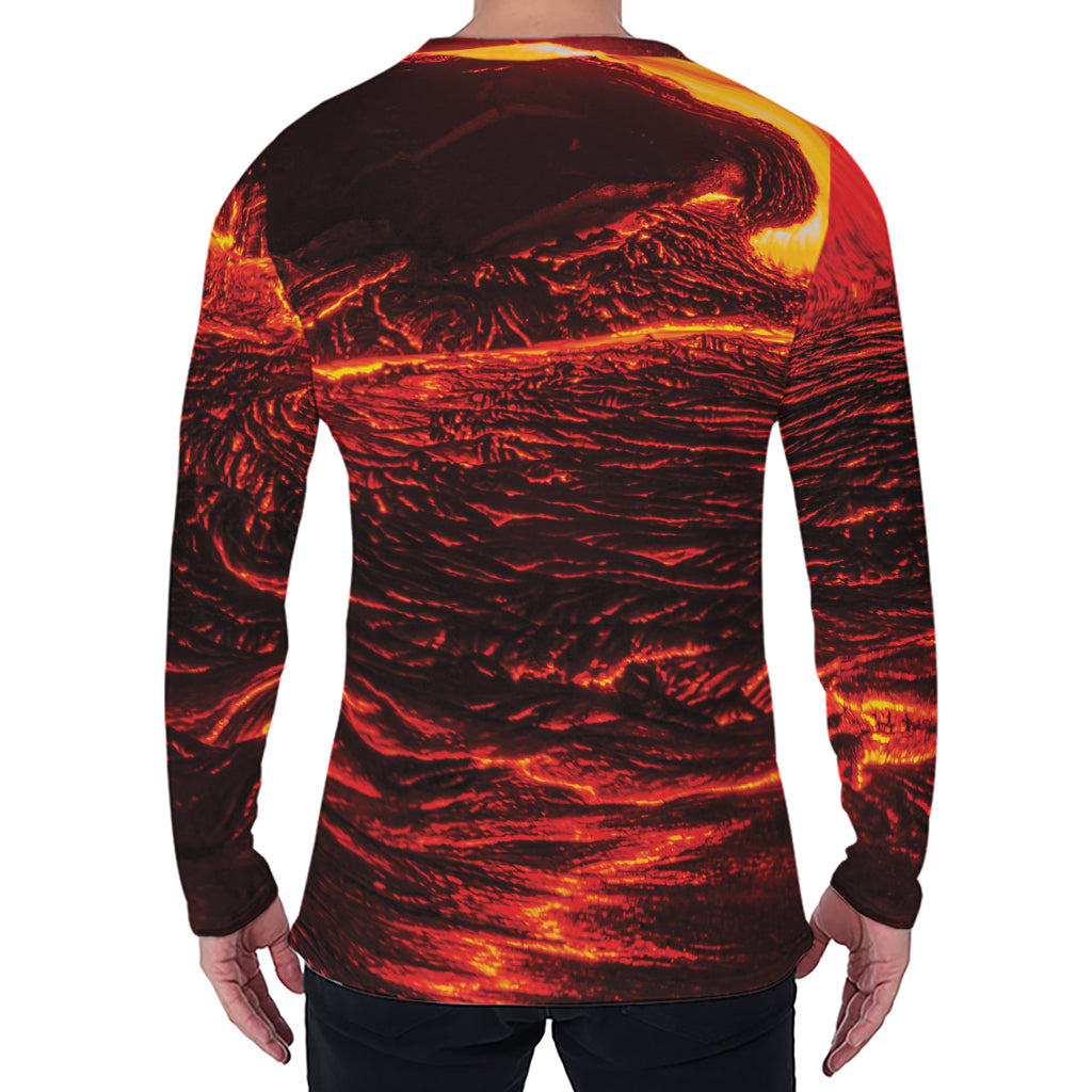 Lava Flow Print Men's Long Sleeve T-Shirt