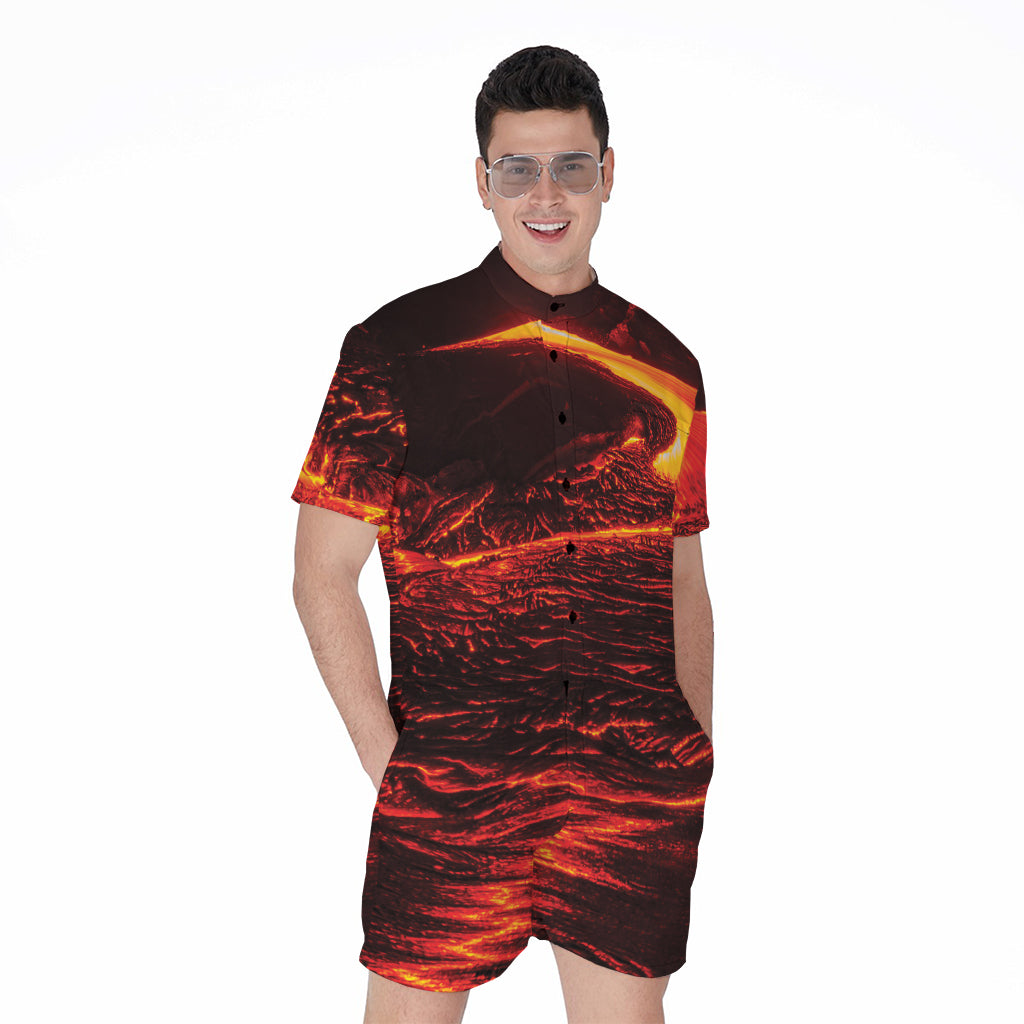 Lava Flow Print Men's Rompers