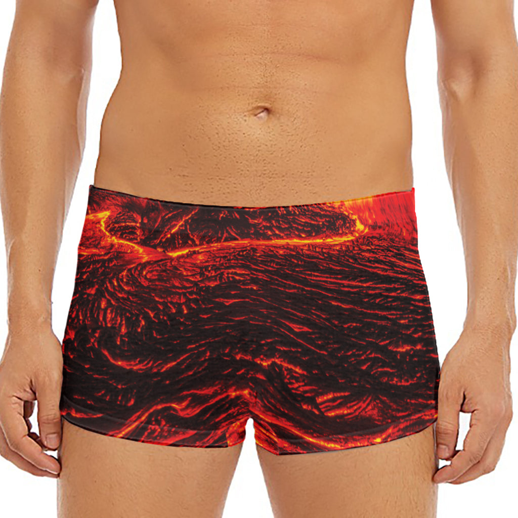 Lava Flow Print Men's Short Boxer Briefs
