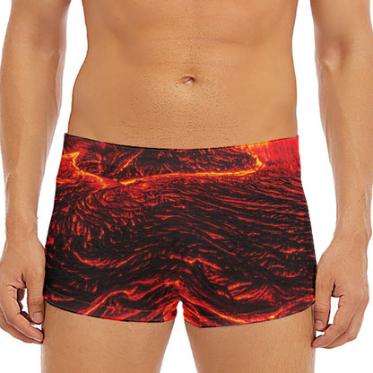 Lava Flow Print Men's Short Boxer Briefs