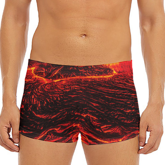 Lava Flow Print Men's Short Boxer Briefs