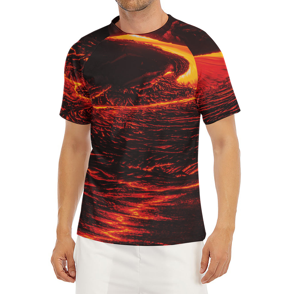 Lava Flow Print Men's Short Sleeve Rash Guard