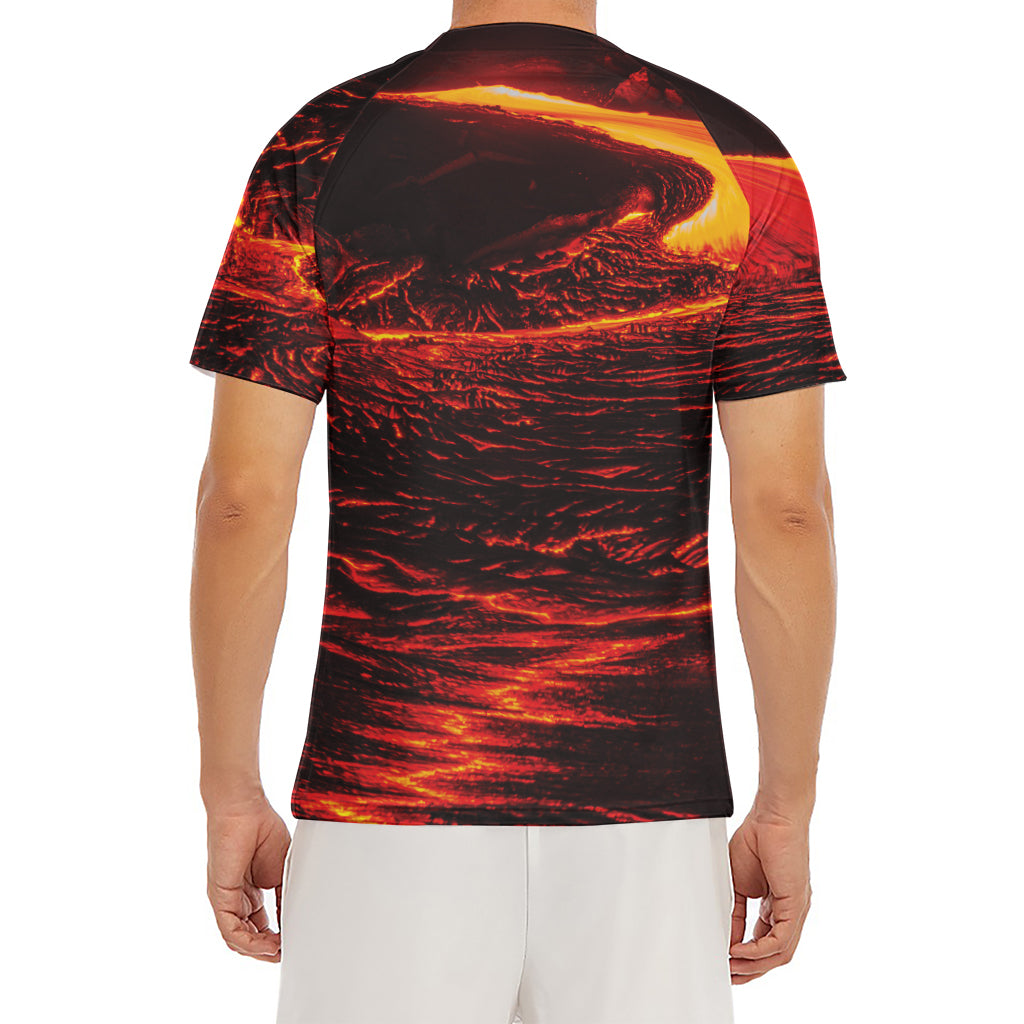 Lava Flow Print Men's Short Sleeve Rash Guard