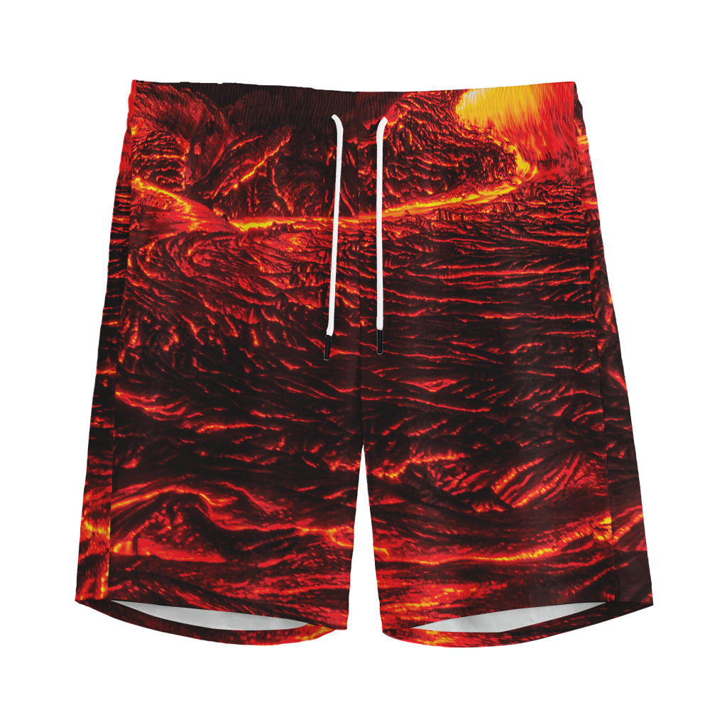 Lava Flow Print Men's Sports Shorts