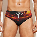 Lava Flow Print Men's Swim Briefs