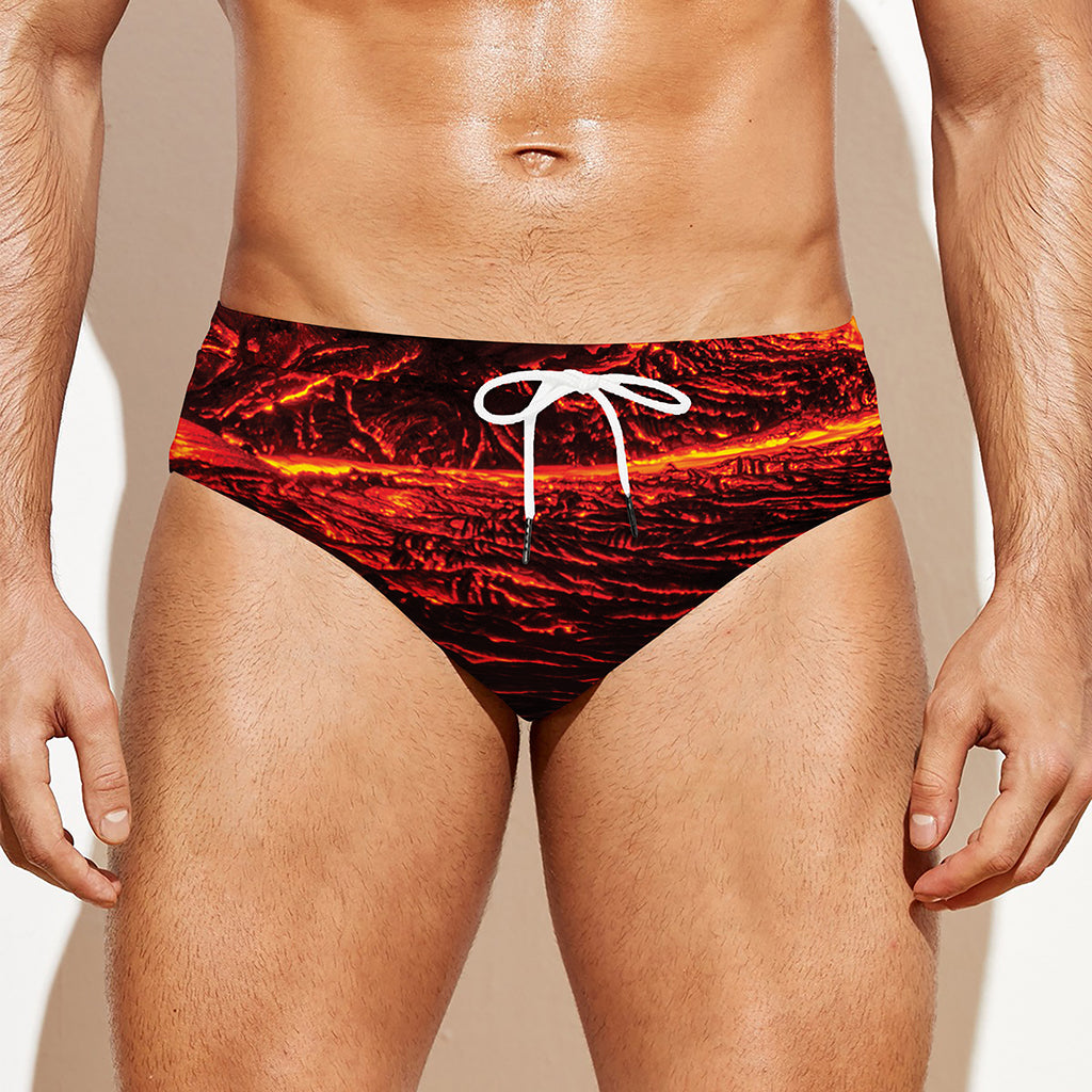 Lava Flow Print Men's Swim Briefs