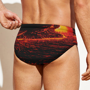 Lava Flow Print Men's Swim Briefs