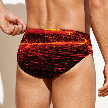 Lava Flow Print Men's Swim Briefs