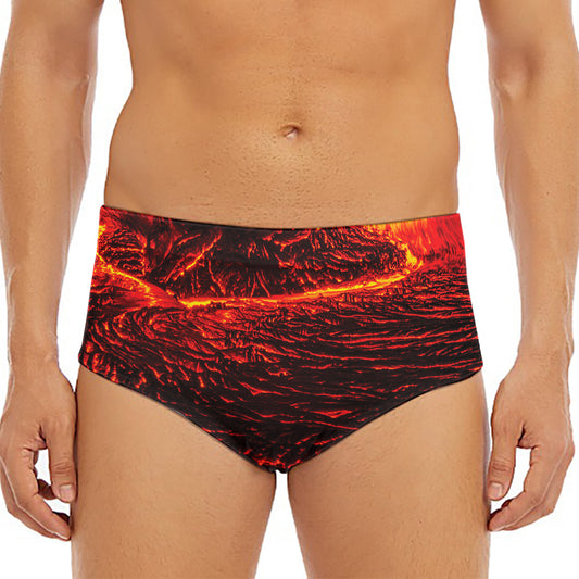 Lava Flow Print Men's Triangle Swim Briefs