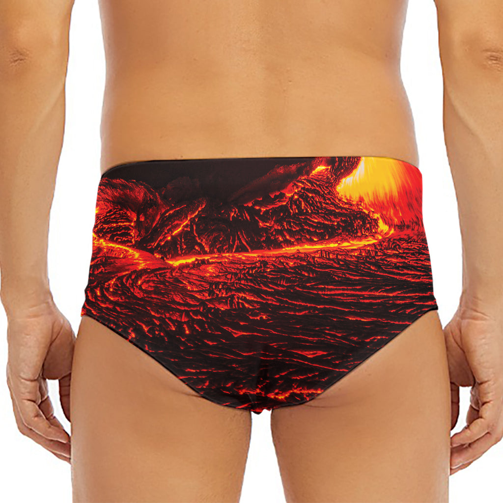 Lava Flow Print Men's Triangle Swim Briefs