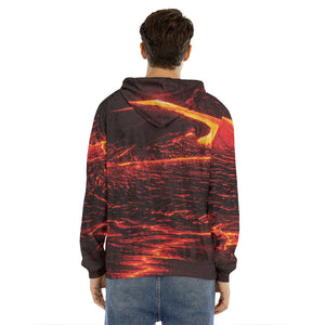 Lava Flow Print Men's Velvet Pullover Hoodie