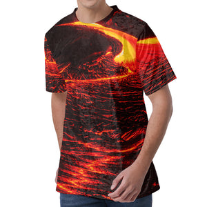 Lava Flow Print Men's Velvet T-Shirt