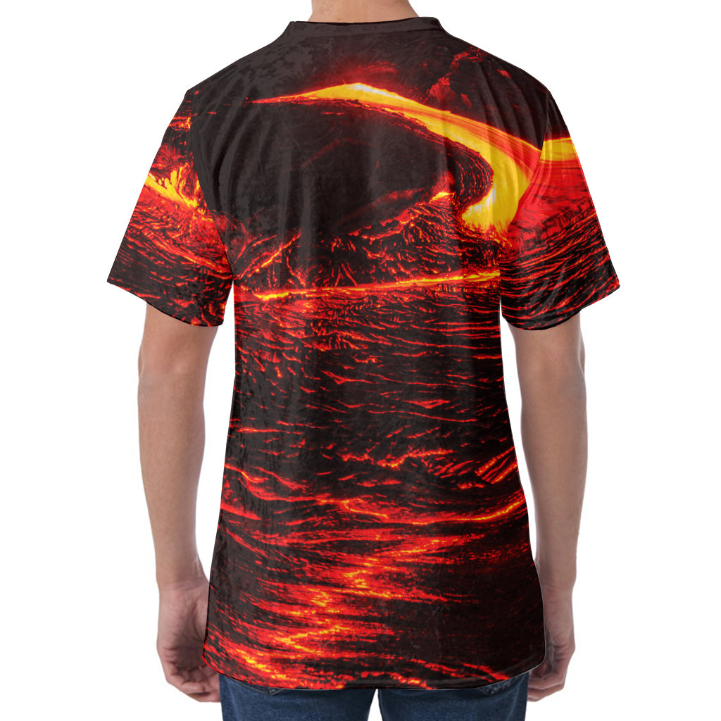 Lava Flow Print Men's Velvet T-Shirt