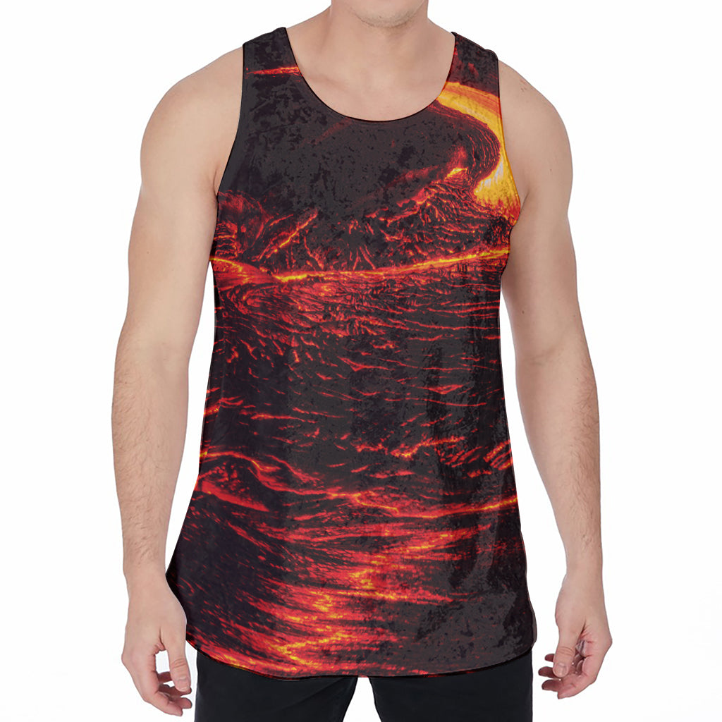 Lava Flow Print Men's Velvet Tank Top