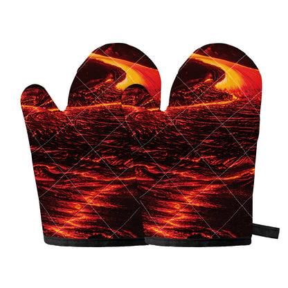 Lava Flow Print Oven Mitts