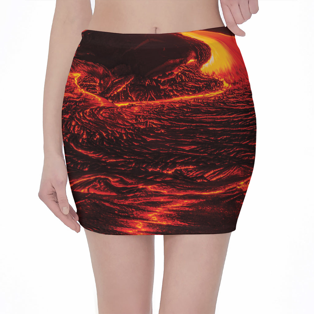 Lava Flow Print Pencil Mini Skirt