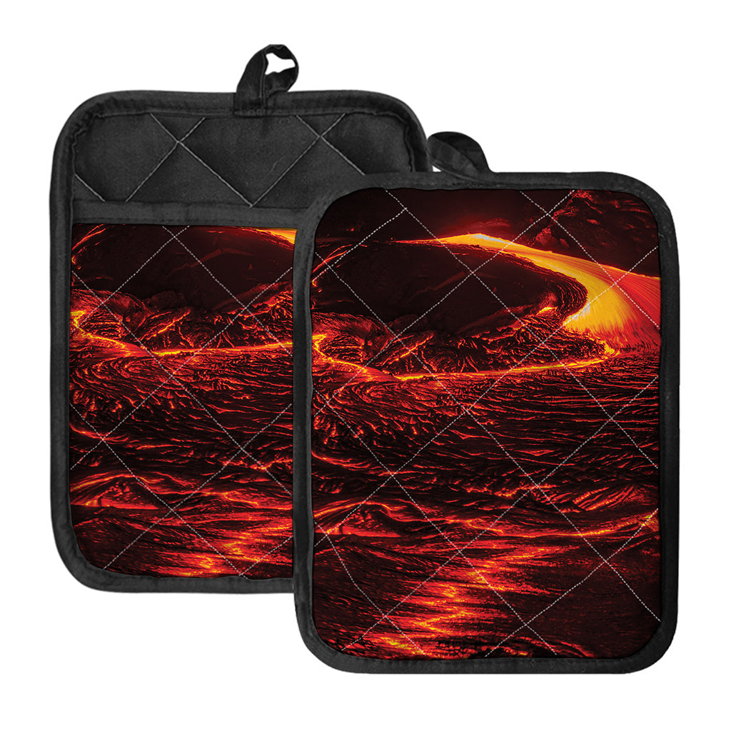 Lava Flow Print Pot Holders With Pocket