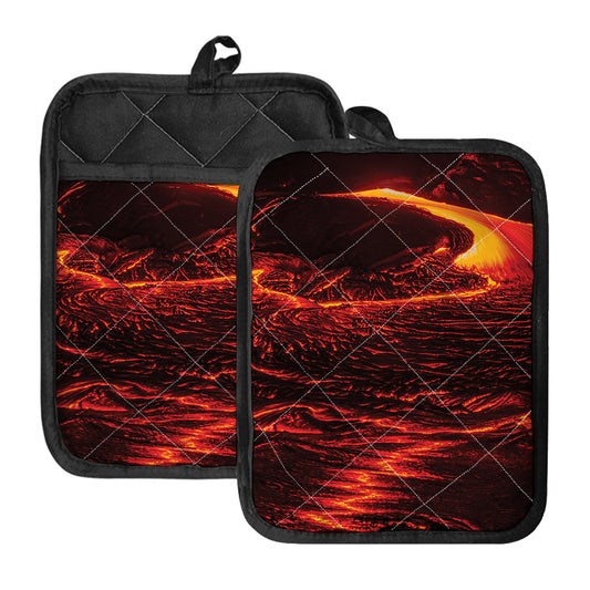 Lava Flow Print Pot Holders With Pocket