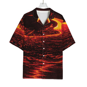 Lava Flow Print Rayon Hawaiian Shirt