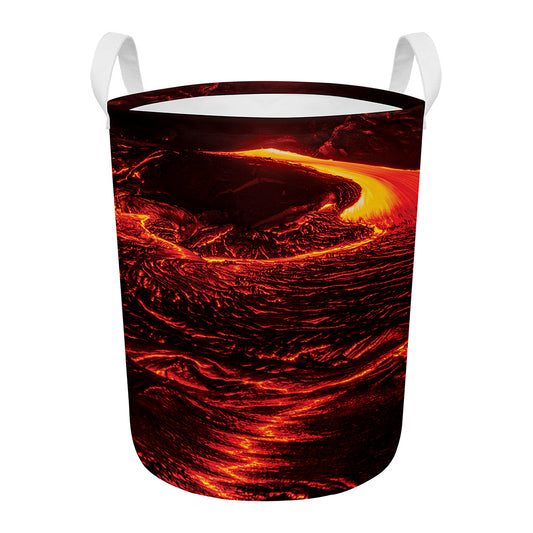 Lava Flow Print Round Laundry Basket