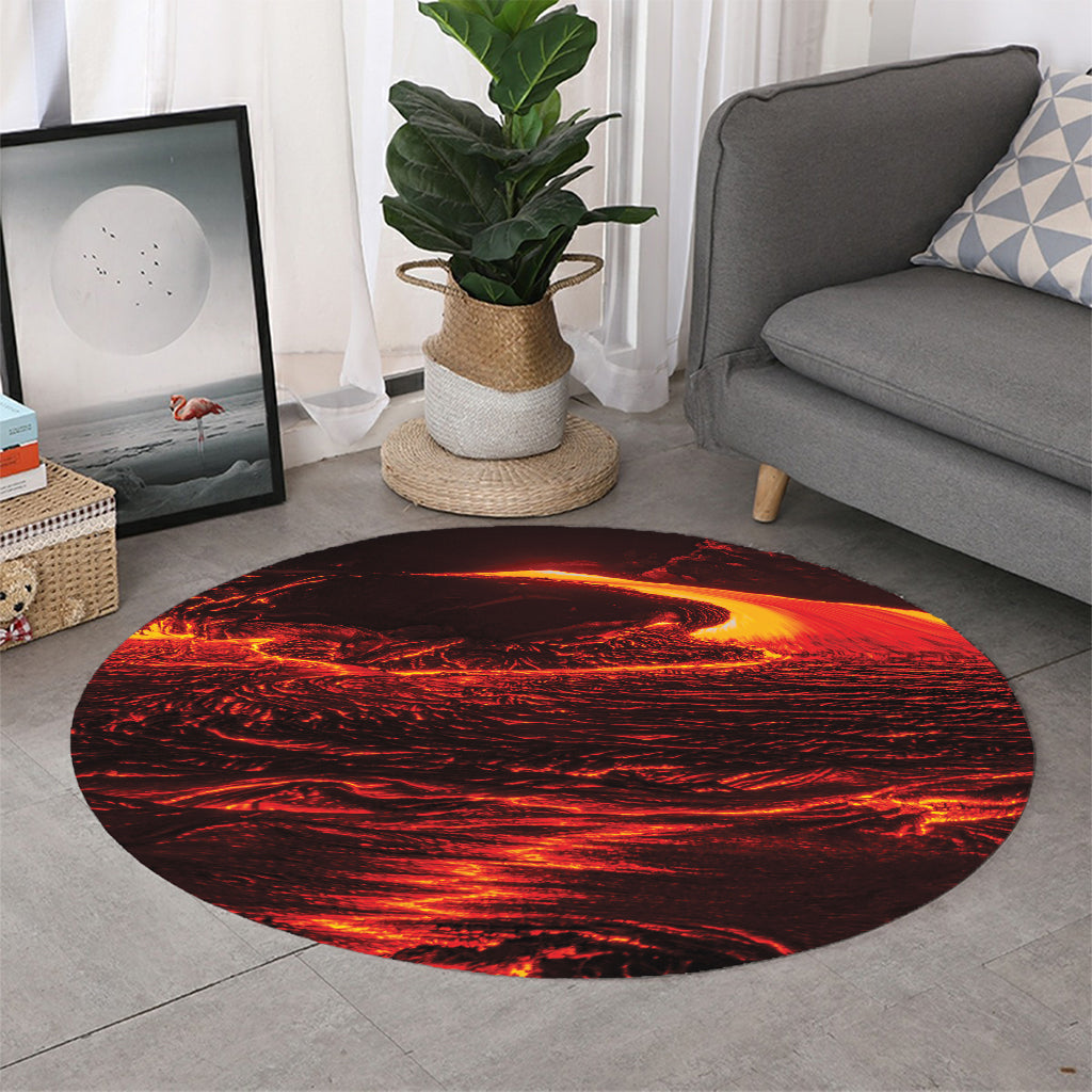 Lava Flow Print Round Rug