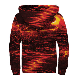 Lava Flow Print Sherpa Lined Zip Up Hoodie