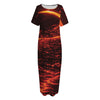 Lava Flow Print Short Sleeve Long Nightdress