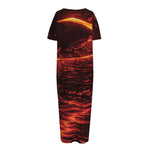 Lava Flow Print Short Sleeve Long Nightdress