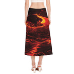 Lava Flow Print Side Slit Midi Skirt