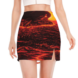 Lava Flow Print Side Slit Mini Skirt