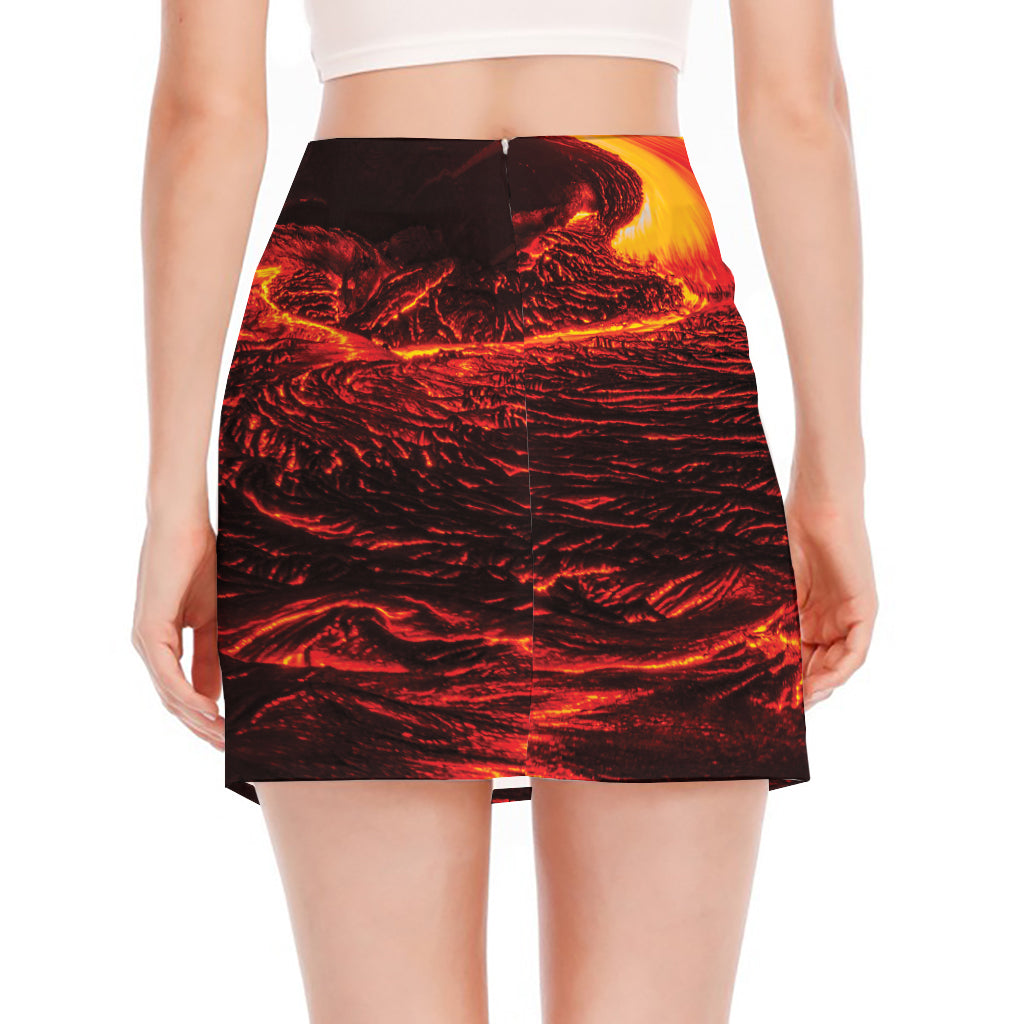 Lava Flow Print Side Slit Mini Skirt