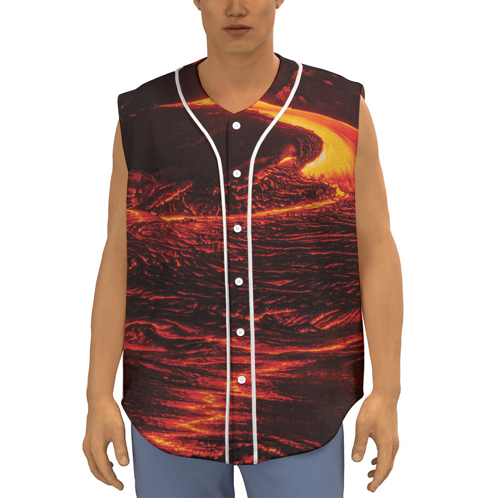 Lava Flow Print Sleeveless Baseball Jersey