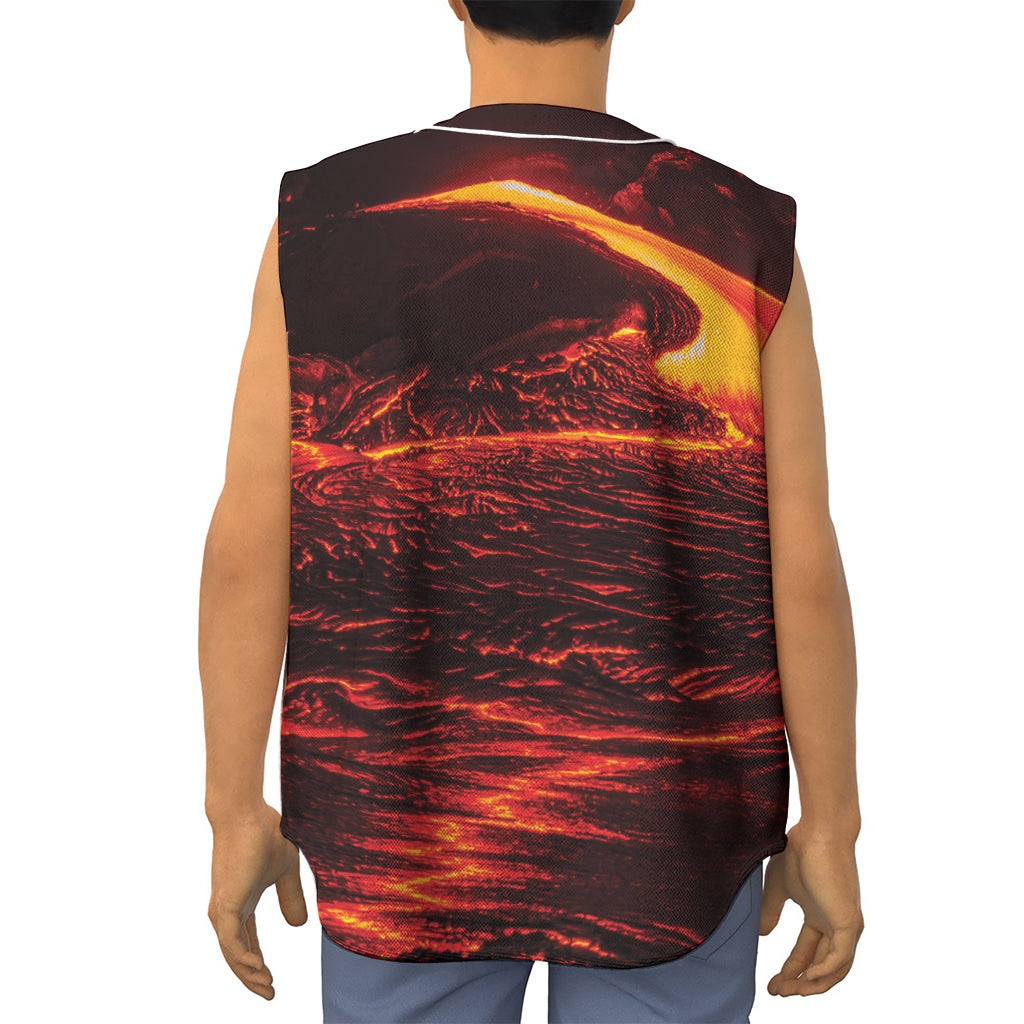 Lava Flow Print Sleeveless Baseball Jersey