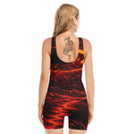 Lava Flow Print Sleeveless One Piece Swimsuit