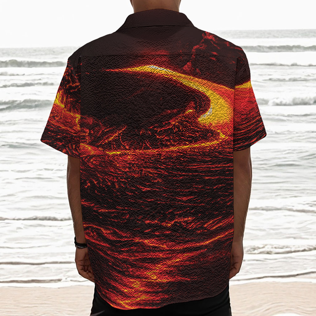 Lava Flow Print Textured Short Sleeve Shirt