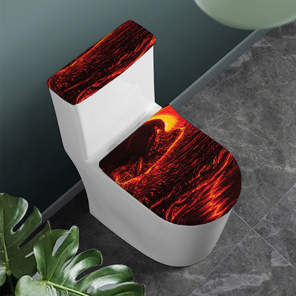 Lava Flow Print Toilet Lid And Tank Cover Set