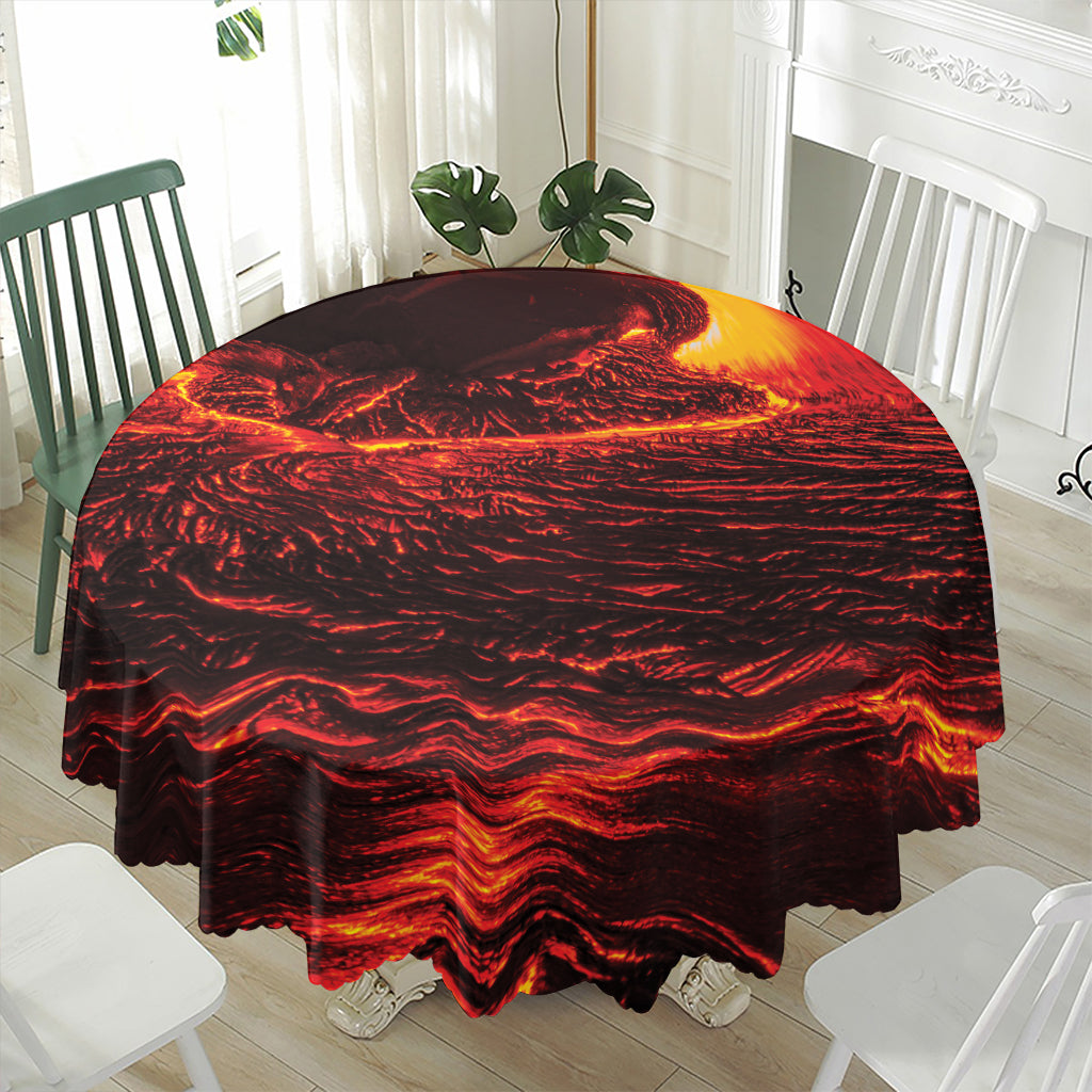 Lava Flow Print Waterproof Round Tablecloth