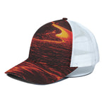 Lava Flow Print White Mesh Trucker Cap