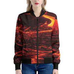 Lava Flow Print Women's Bomber Jacket