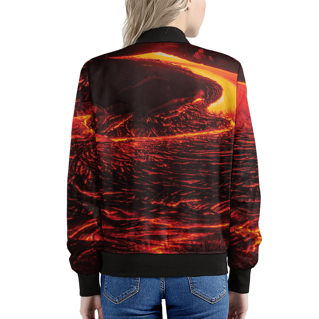 Lava Flow Print Women's Bomber Jacket