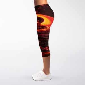 Lava Flow Print Women's Capri Leggings