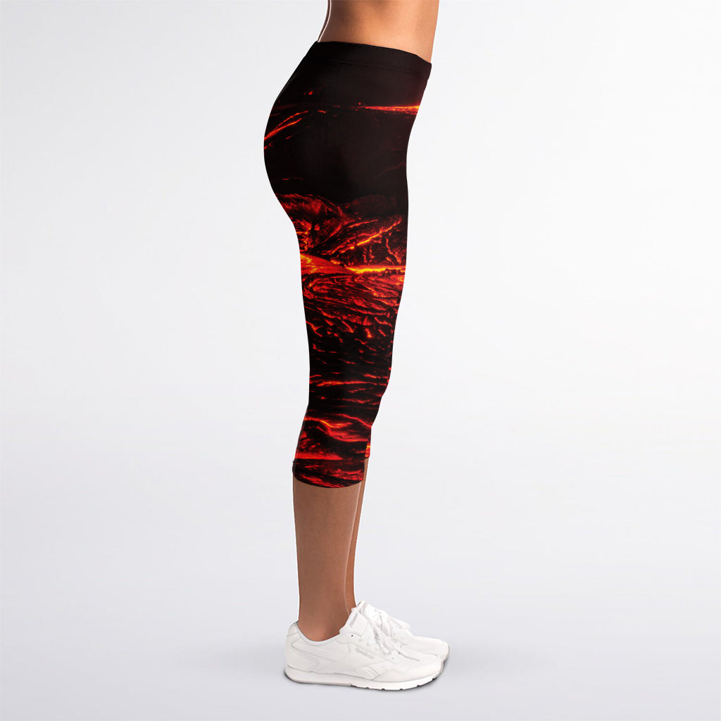 Lava Flow Print Women's Capri Leggings