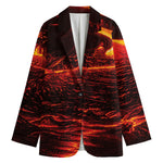 Lava Flow Print Women's Cotton Blazer