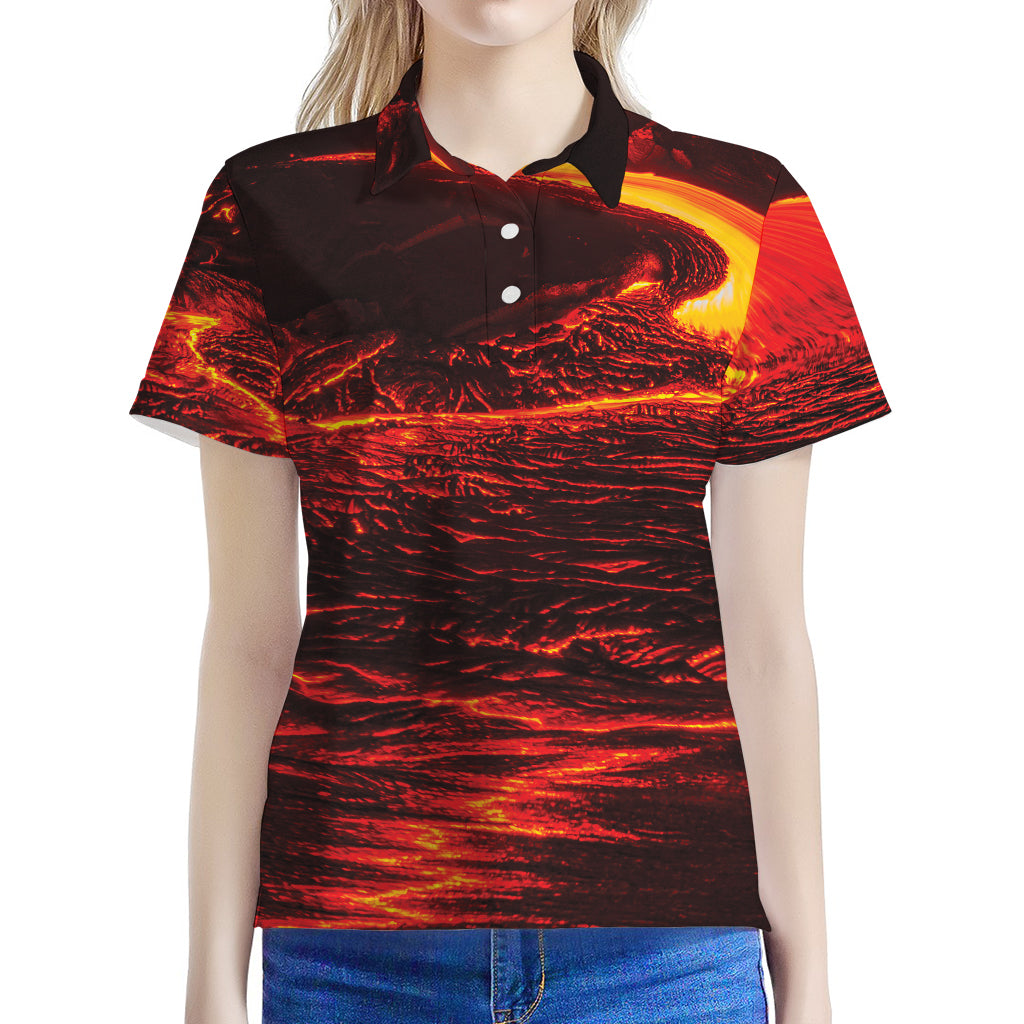 Lava Flow Print Women's Polo Shirt