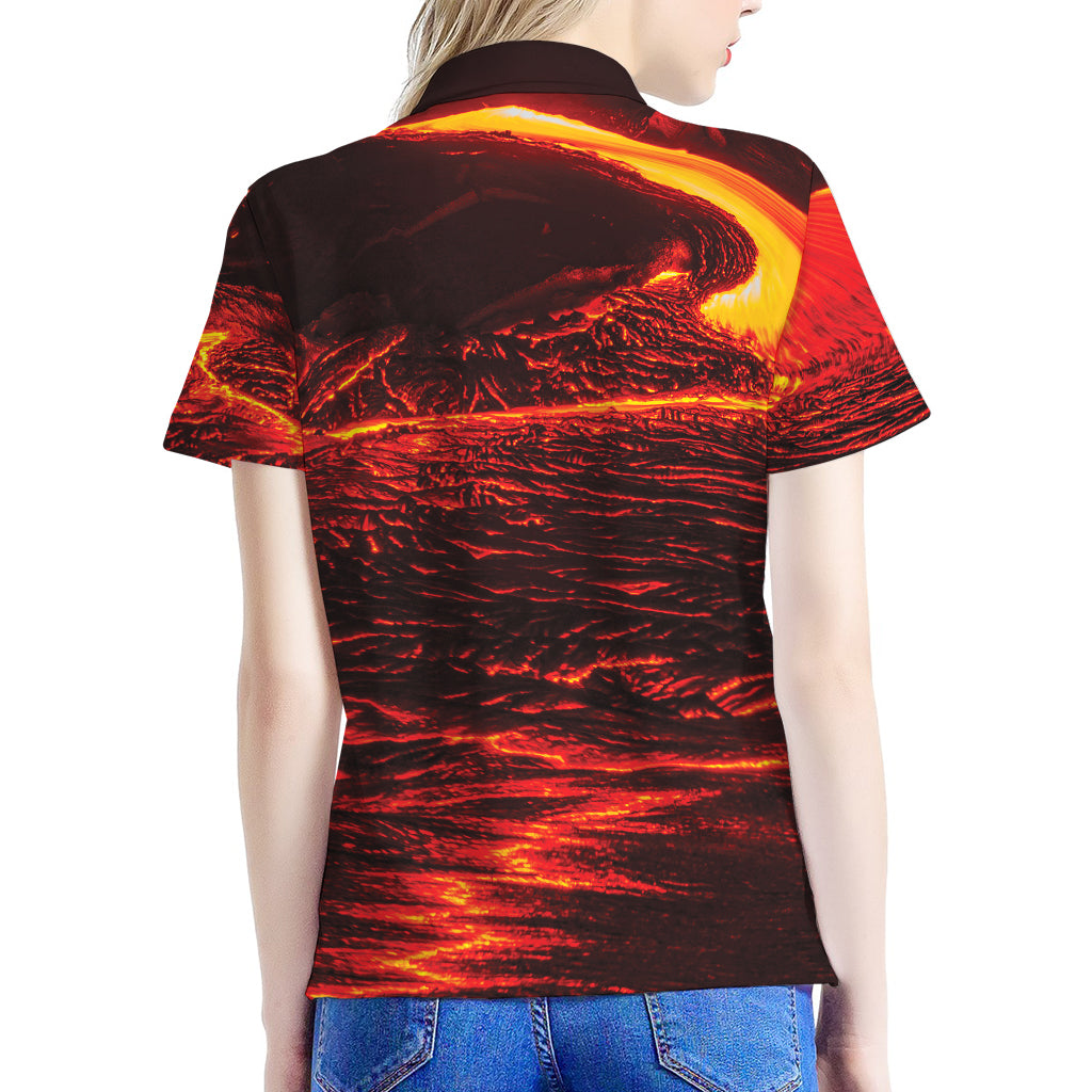 Lava Flow Print Women's Polo Shirt