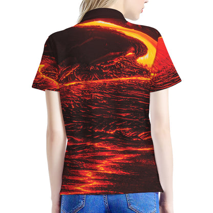 Lava Flow Print Women's Polo Shirt