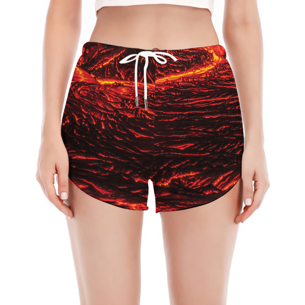 Lava Flow Print Women's Split Running Shorts